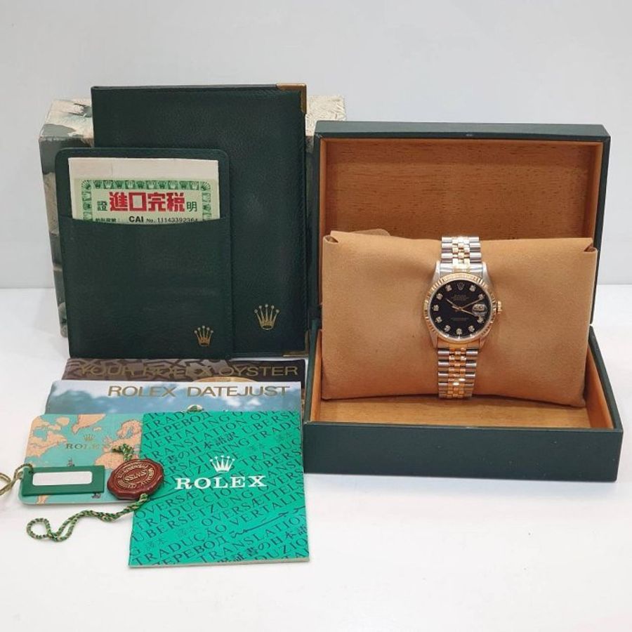 【大眾名錶】ROLEX 勞力士 16233 Datejust 蠔式日誌 新包台 黑色十鑽面盤 錶耳無孔 錶徑36mm 自動上鍊 大眾名錶G323-9