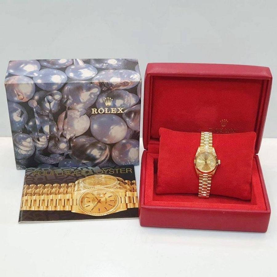 【大眾名錶】ROLEX 勞力士 6917 Datejust 18K金女錶 金色T柱面盤 經典太陽圈 大眾名錶B1361-9