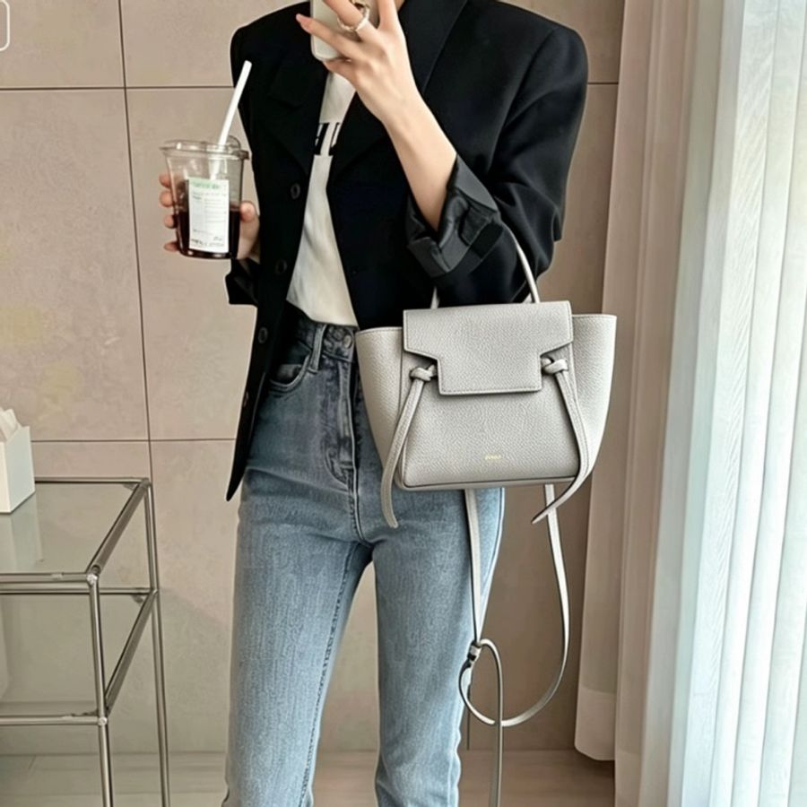 CELINE賽琳BeltBag鯰魚包淺灰金釦小號🐡🐡-5