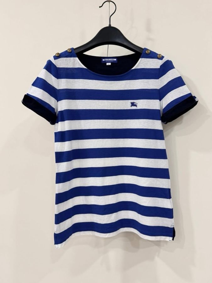 BURBERRY 藍標 肩扣橫條紋戰馬上衣-7