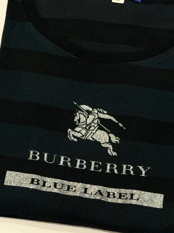 BURBERRY 藍標 橫條大戰字母彈性上衣-2
