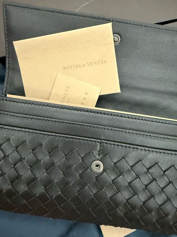 Bottega Veneta BV 經典黑色編織長夾-5