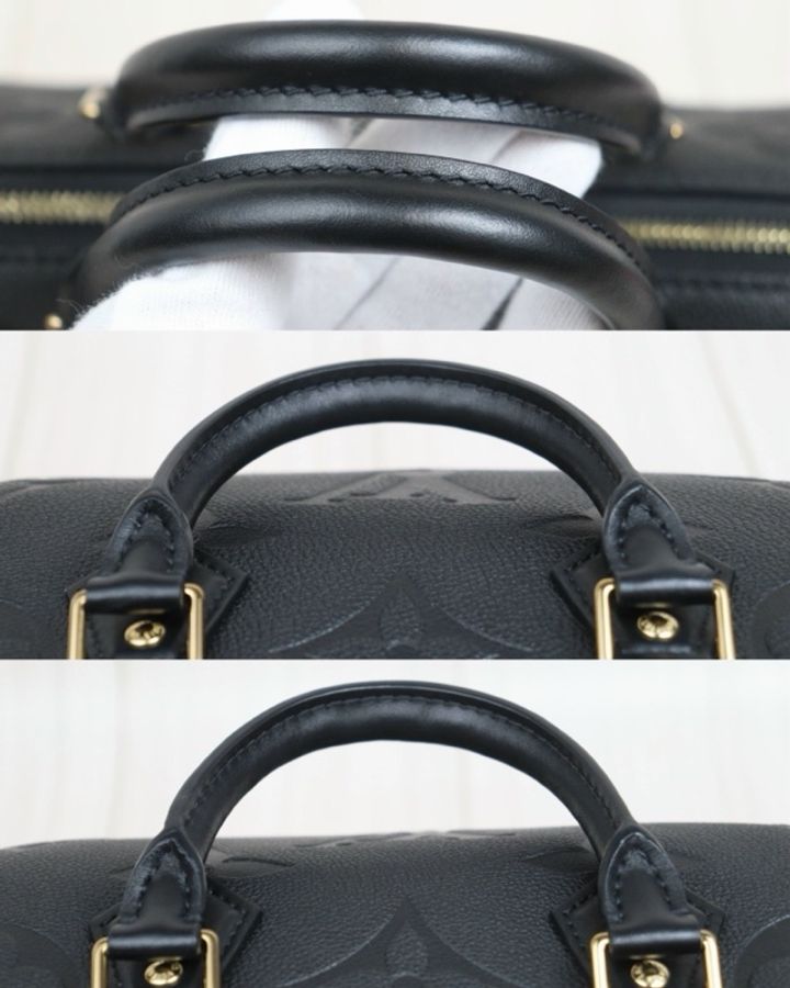 「JL精品代購」98新 LV老花現代款黑色壓紋Speedy25肩帶款 芯片款 大全套-5