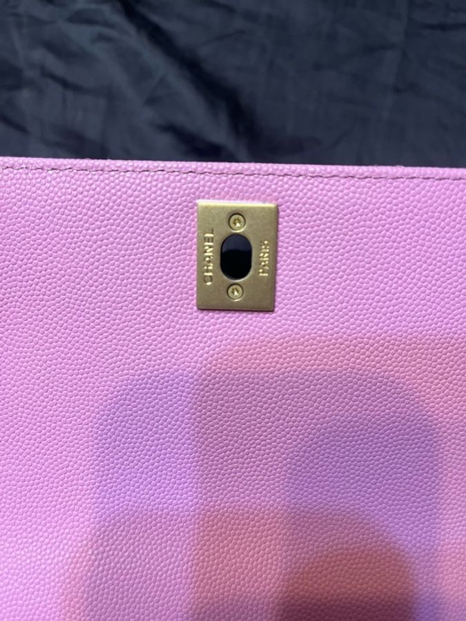 chanel 粉色菱格紋手提包-2