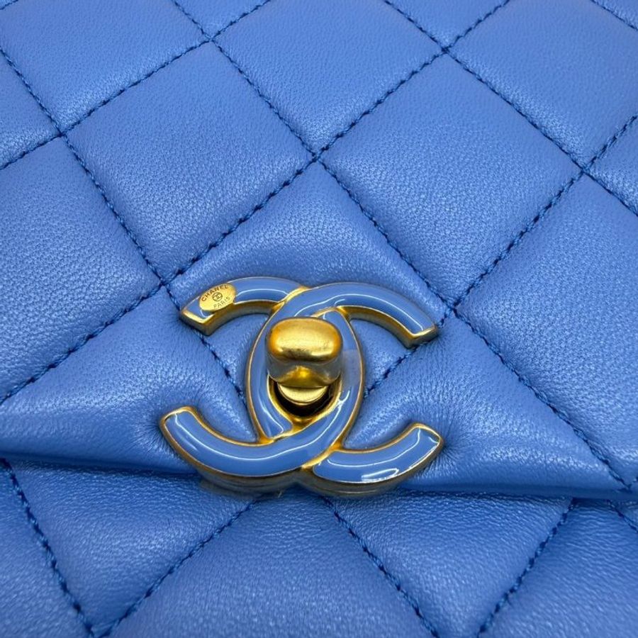 CHANEL 全新 LOGO 鏈帶 肩背包 側背包 Chain Shoudler Bag 天藍色-6