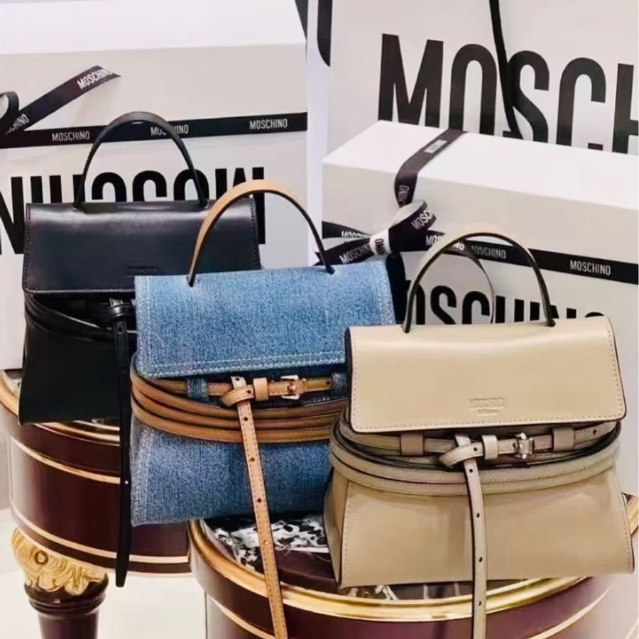 MOSCHINO Tie Me 丹寧綁帶包 (附揹帶)-0