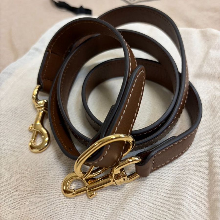 9.9成新僅家中試拿！GUCCI 古馳 779781 經典LOGO帆布皮革拉鍊手提斜背兩用包(棕色)-25