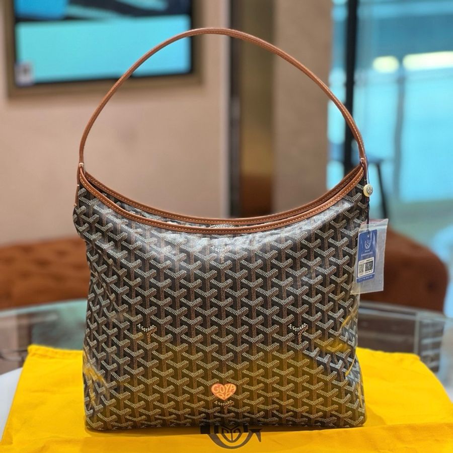 🤎Goyard 戈雅焦糖棕色 愛心彩繪hobo腋下包單肩包 附件:子袋-0