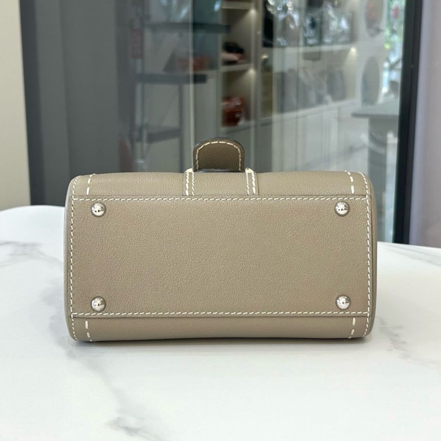 ❤️德爾沃 Delvaux 經典外縫線Brillant 搭配大象灰色粒面皮革 雙肩帶 手提包單肩包斜挎包 《許我耀眼》同款包包-4