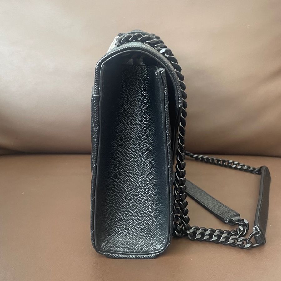 YSL 聖羅蘭 黑色魚子醬信封鏈條包 尺寸24*16-2