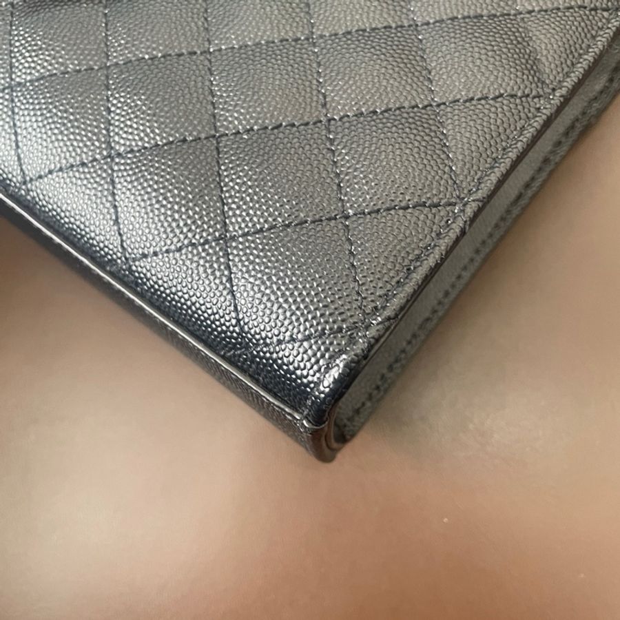 YSL 聖羅蘭 黑色魚子醬信封鏈條包 尺寸24*16-6