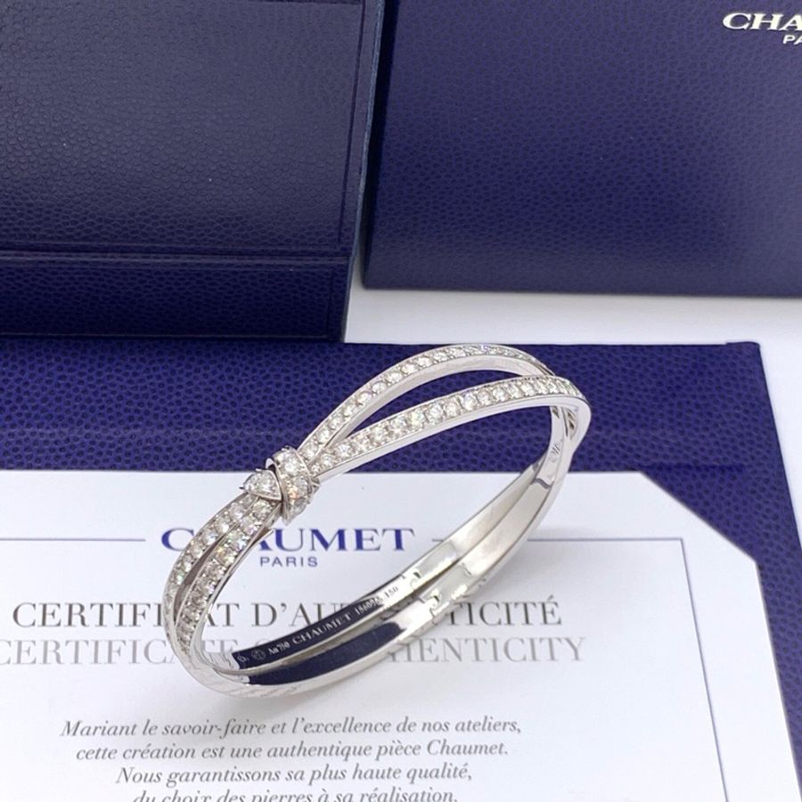 尚美Chaumet 緣系一生 結緣 白金滿鑽手鐲-0