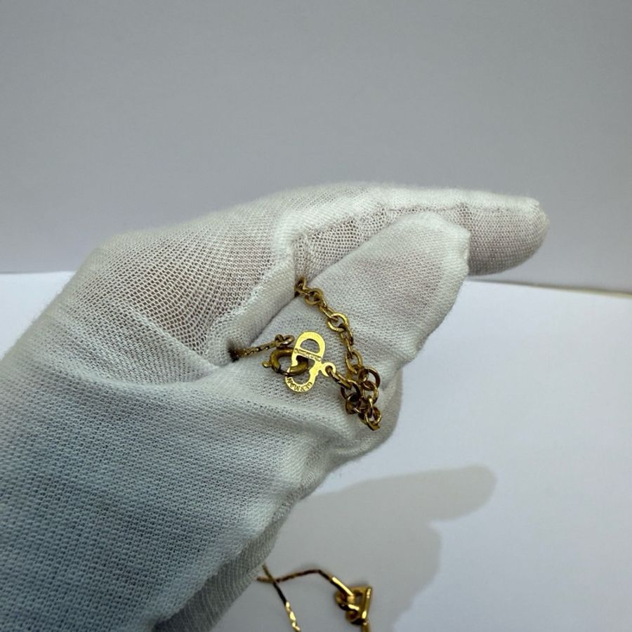 Dior迪奧 金色愛心鑲鑽項鍊-3