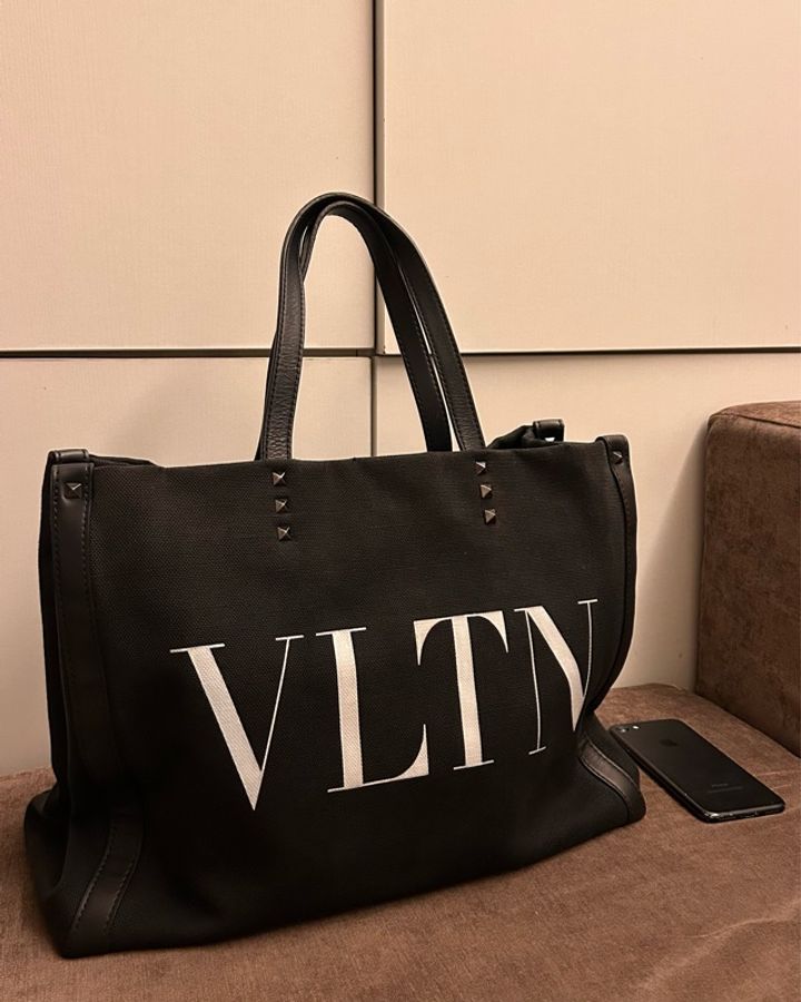 VALENTINO VLTN Medium Canvas Tote Bag-1