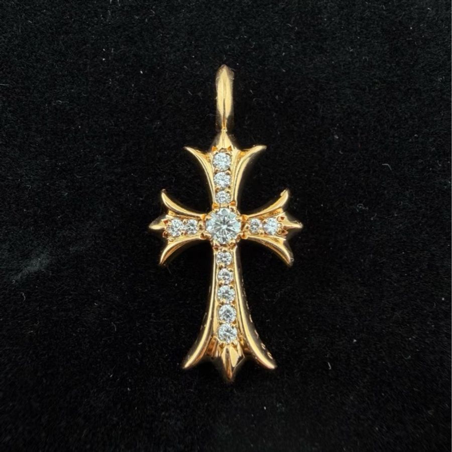 Chrome Hearts 克羅心 22k白鑽tiny十字架吊墜-0