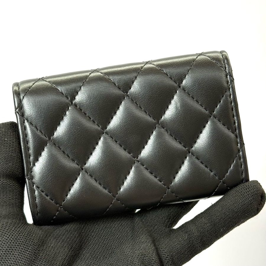 CHANEL 香奈兒 黑色羊皮卡夾 MATELASSE LAMBSKIN CARD HOLDER NO.23-1