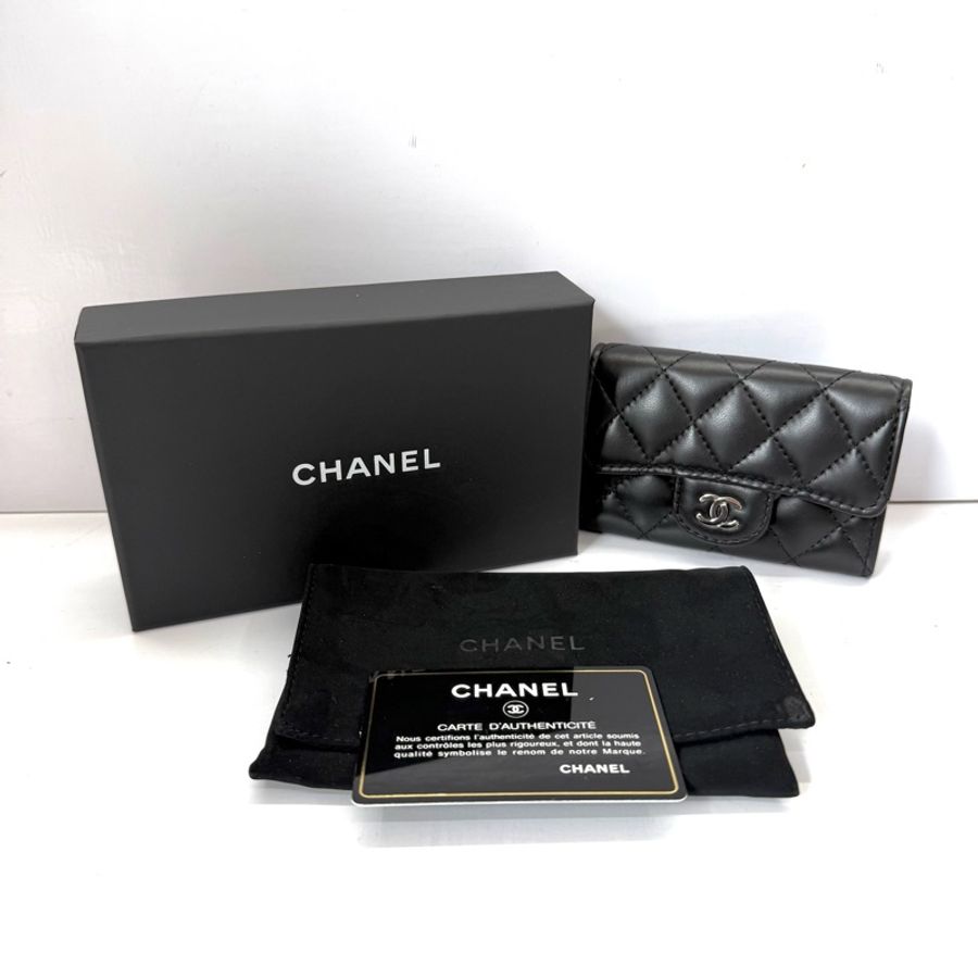 CHANEL 香奈兒 黑色羊皮卡夾 MATELASSE LAMBSKIN CARD HOLDER NO.23-2