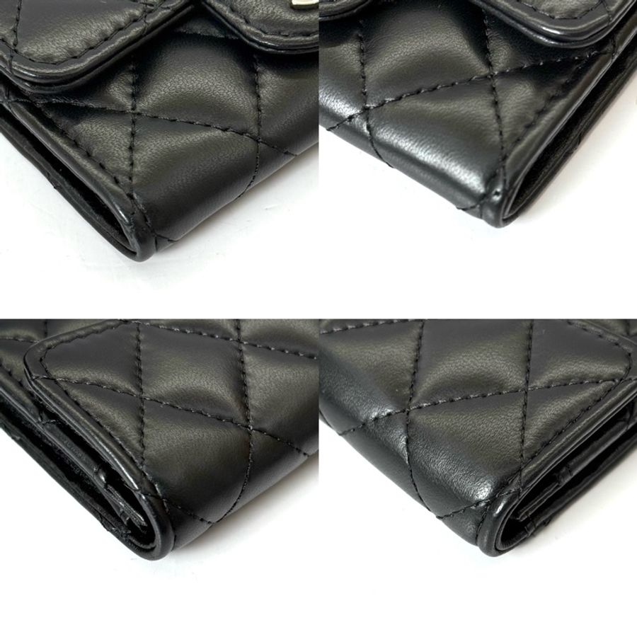 CHANEL 香奈兒 黑色羊皮卡夾 MATELASSE LAMBSKIN CARD HOLDER NO.23-4