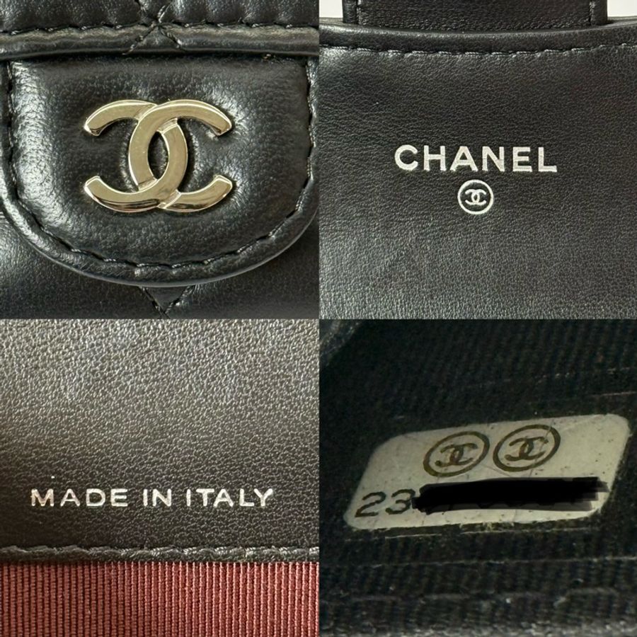 CHANEL 香奈兒 黑色羊皮卡夾 MATELASSE LAMBSKIN CARD HOLDER NO.23-7