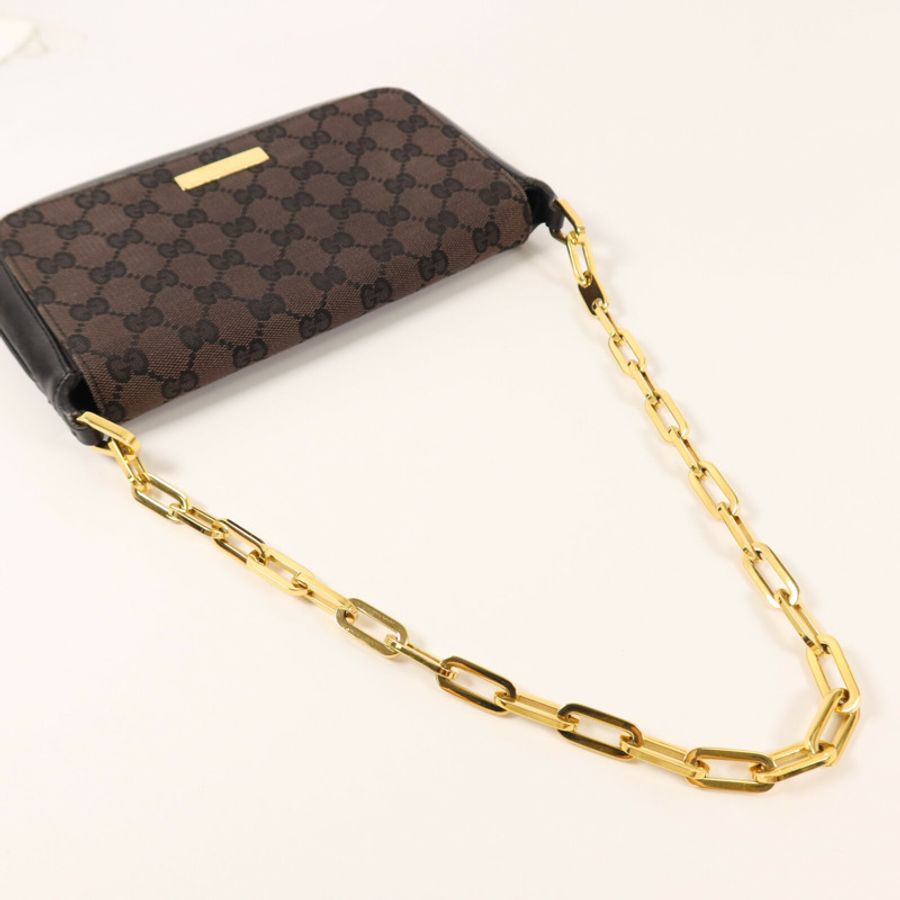 GUCCI 帆布Chain Shoulder鏈帶肩背袋-8