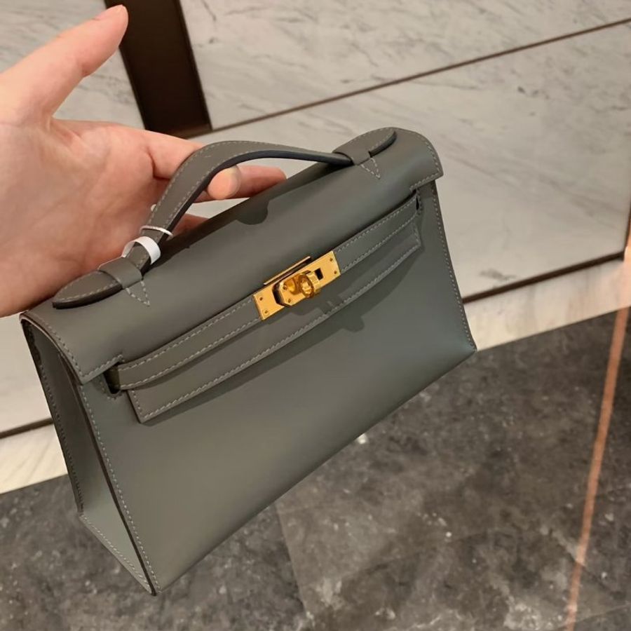 HERMES Mini Kelly - Gris Meyer 0L 積雨雲灰金 B-11