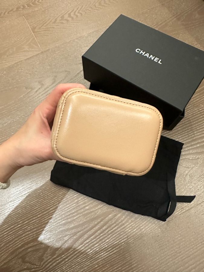 Chanel雙金球小盒子奶茶色-7