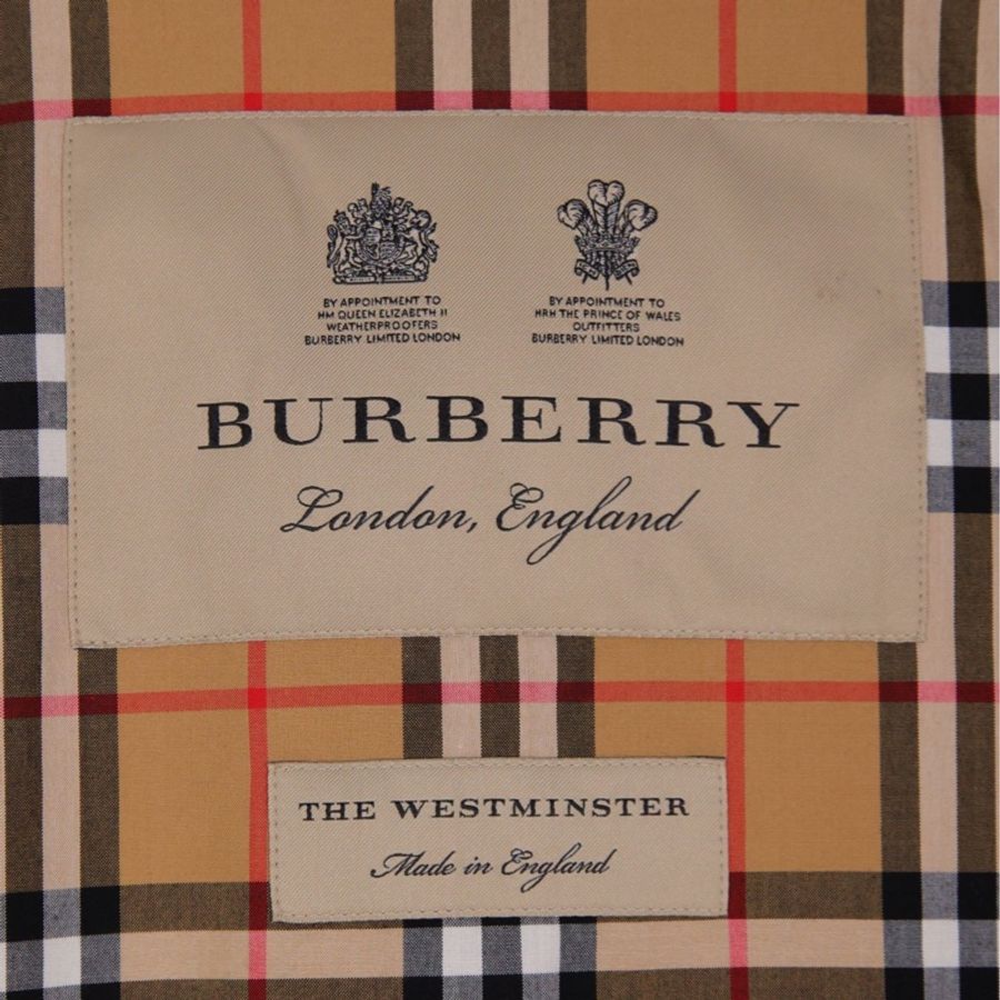 Burberry军绿色双排扣风衣腰带外套-11