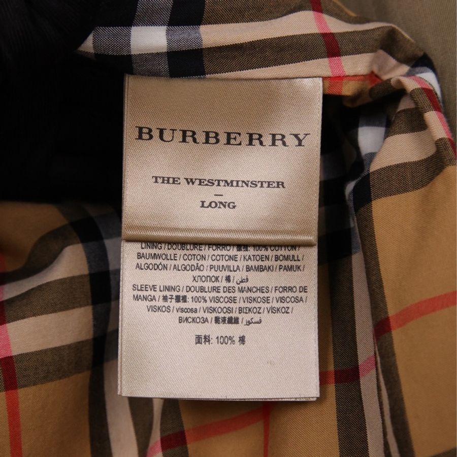 Burberry军绿色双排扣风衣腰带外套-16