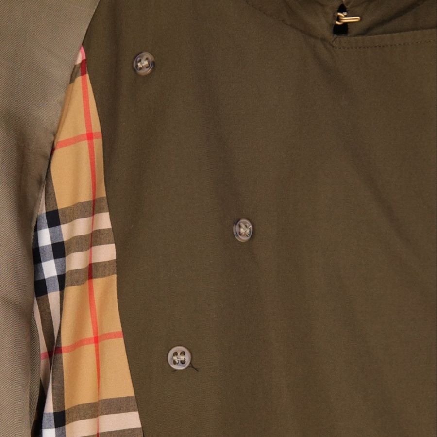 Burberry军绿色双排扣风衣腰带外套-21