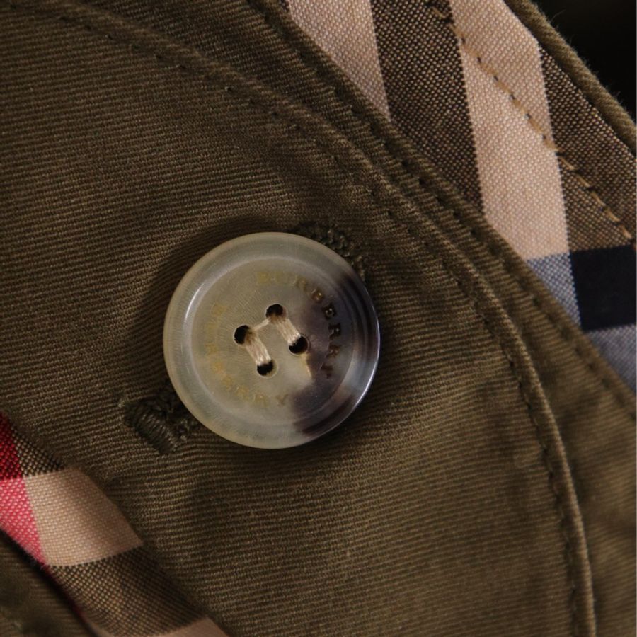 Burberry军绿色双排扣风衣腰带外套-23