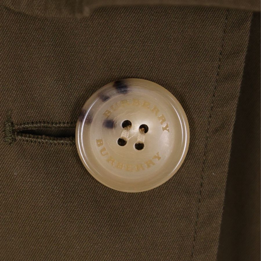 Burberry军绿色双排扣风衣腰带外套-24