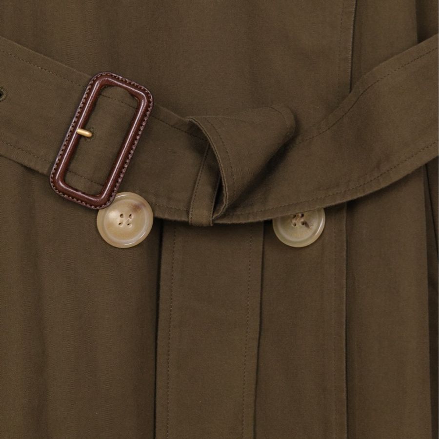 Burberry军绿色双排扣风衣腰带外套-26