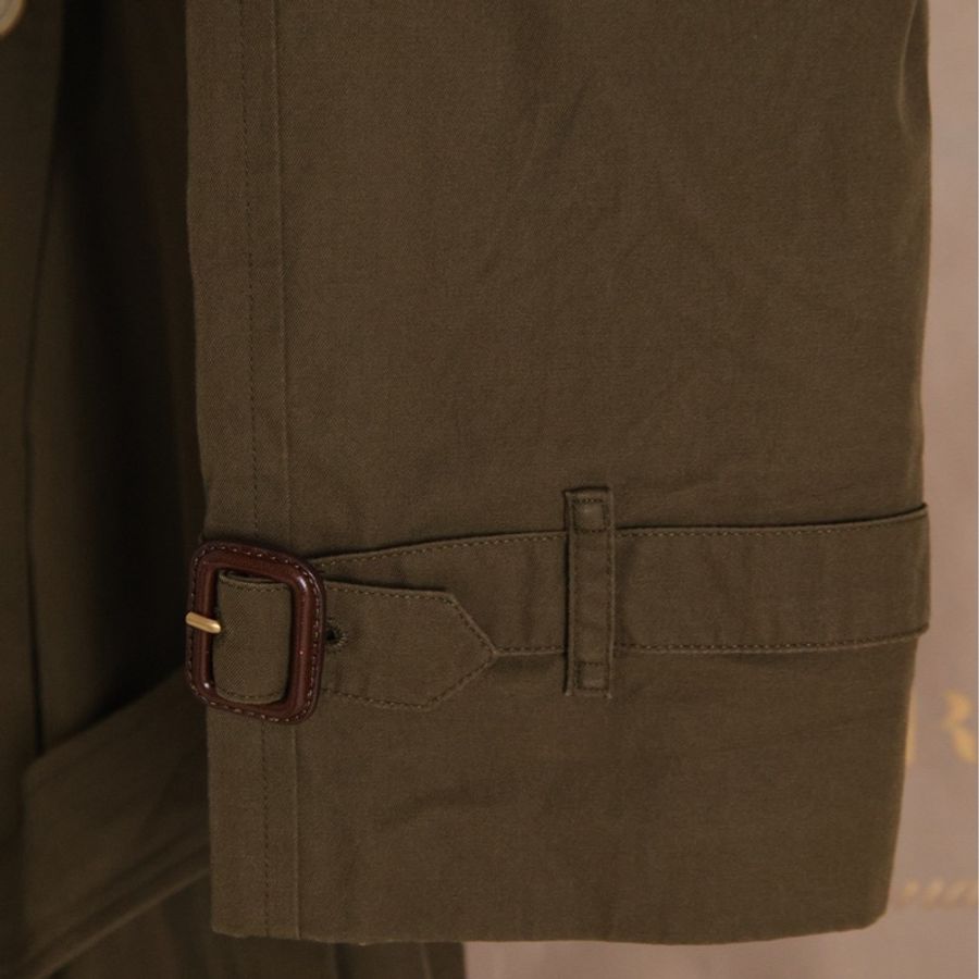 Burberry军绿色双排扣风衣腰带外套-28
