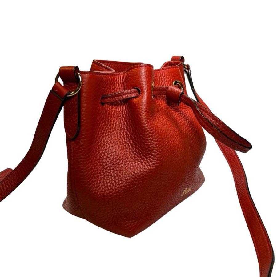 Used BALLY Leather Drawstring Bucket Bag Bucket Bag Red GHW-1