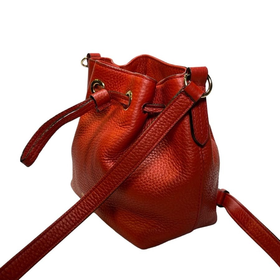 Used BALLY Leather Drawstring Bucket Bag Bucket Bag Red GHW-2