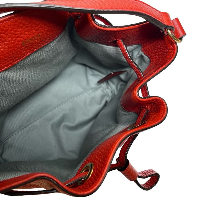 Used BALLY Leather Drawstring Bucket Bag Bucket Bag Red GHW-9