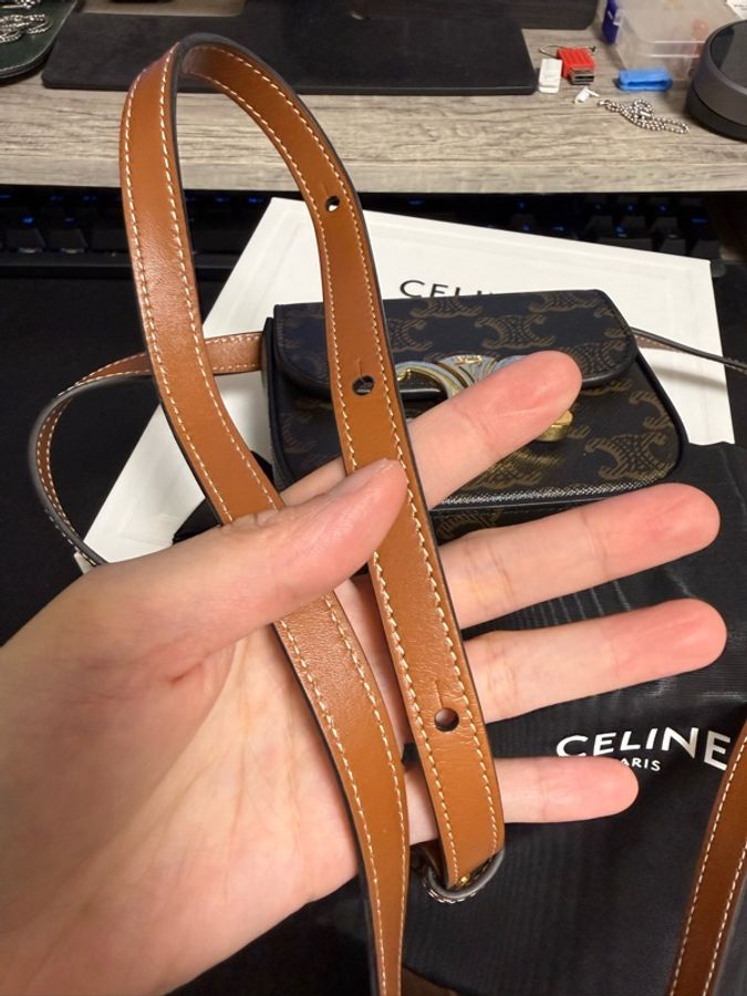 CELINE MINI CLAUDE IN TRIOMPHE CANVAS AND CALFSKIN-3