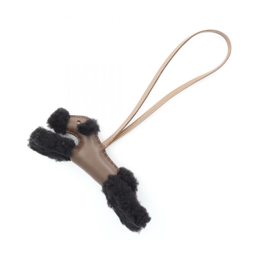 愛馬仕 Buddy Charm 包飾,羊羔皮,Mouton 棕色、黑色、灰色,二手-0