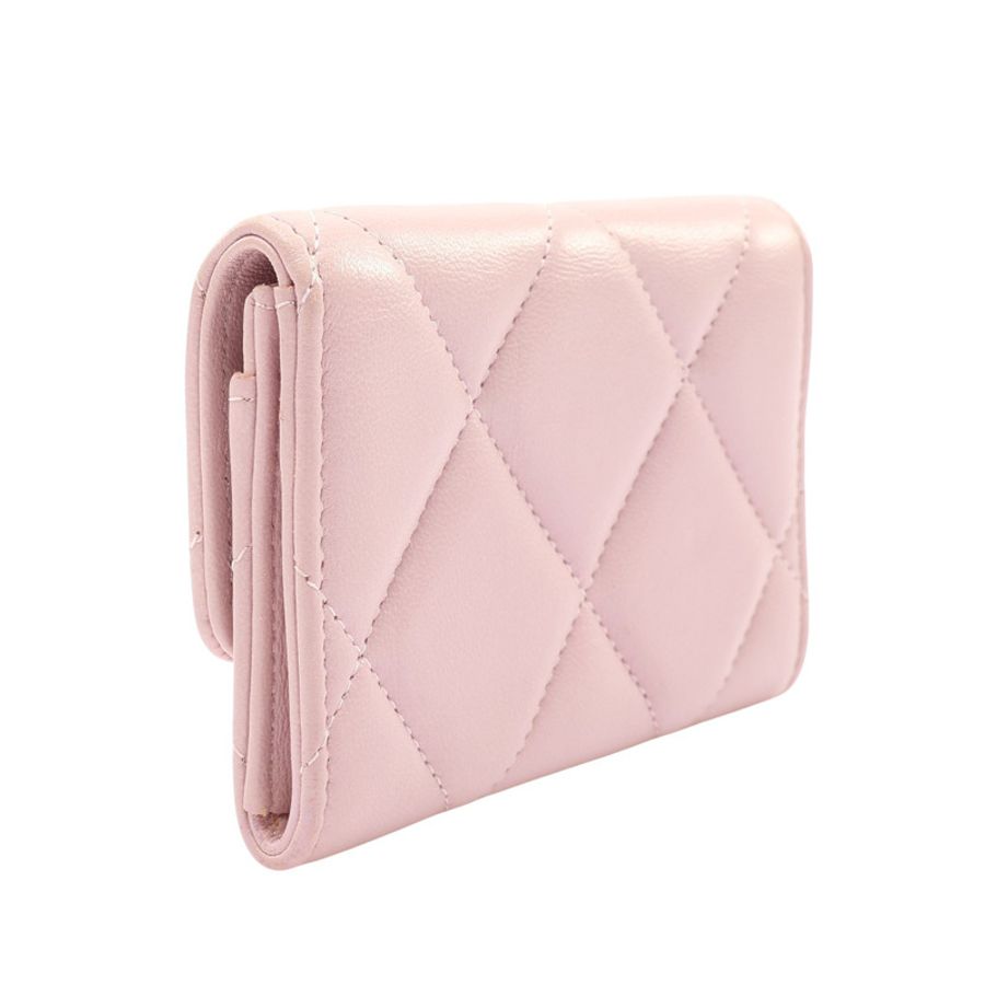 粉色 菱格紋 羊皮 19 Flap Card Holder 卡夾 名片夾 無卡【CHANEL 香奈兒】 AP1790-1
