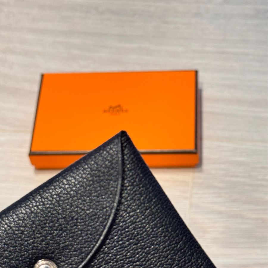 HERMES CALVI 黑色山羊皮-7