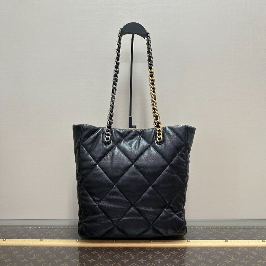 CHANEL/香奈兒黑金19bag菱格紋手提腋下手提托特包-1