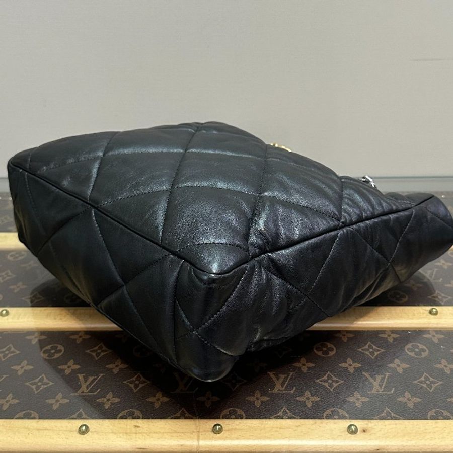 CHANEL/香奈兒黑金19bag菱格紋手提腋下手提托特包-3