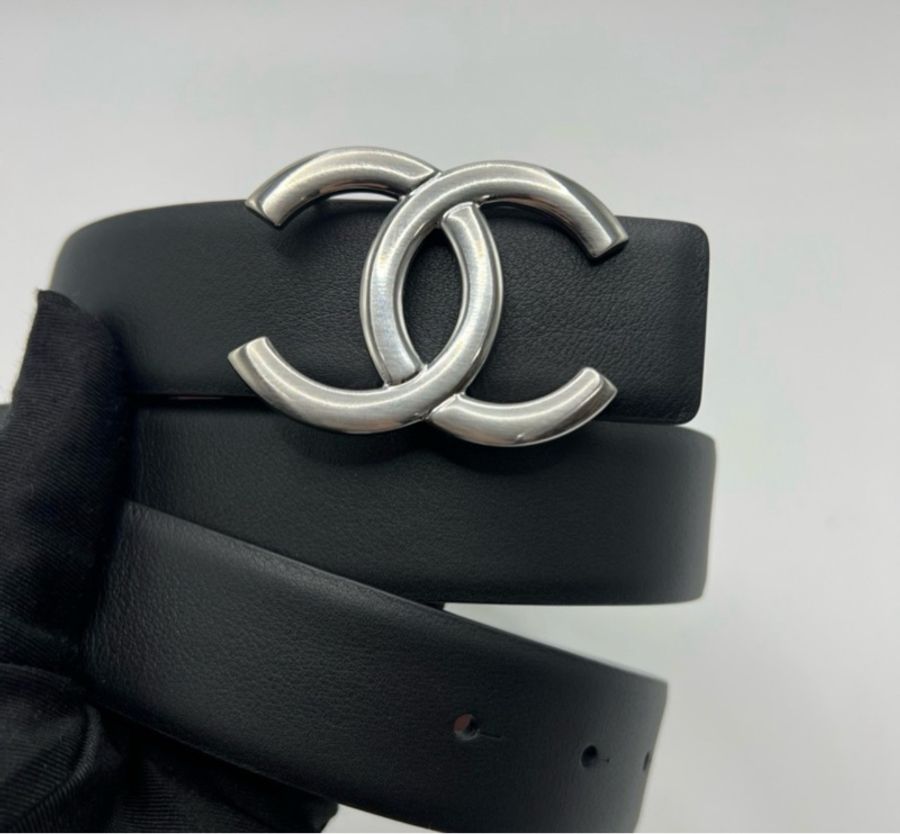 Chanel经典款银色大logo双面腰带皮带-1