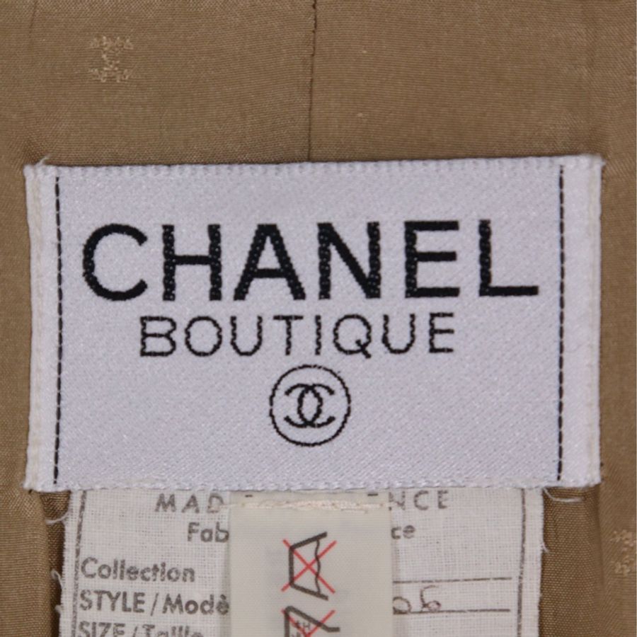 Chanel 棕色亚麻双排金扣圆领上衣外套-12