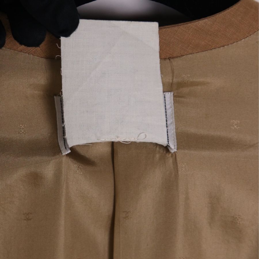 Chanel 棕色亚麻双排金扣圆领上衣外套-16