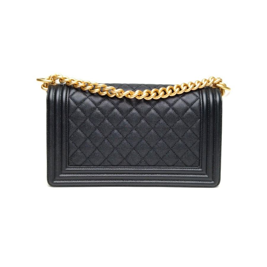 CHANEL Leboy中號黑色荔枝牛皮29開金扣肩背包-2
