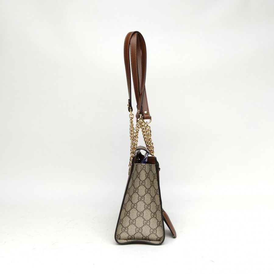 GUCCI Padlock鎖頭包Tote小號焦糖色PVC金扣肩背包-3