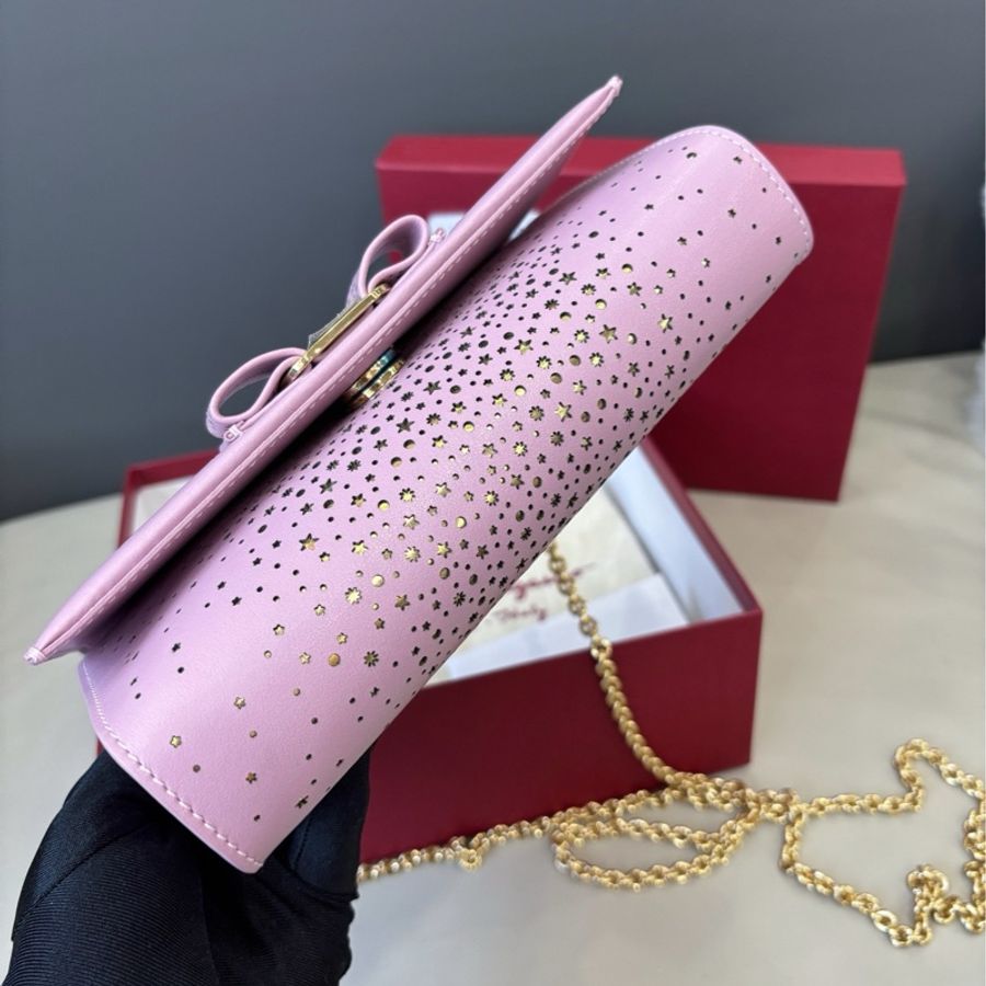【全新品】Ferragamo 淡紫色vara蝴蝶結鏈條包-5
