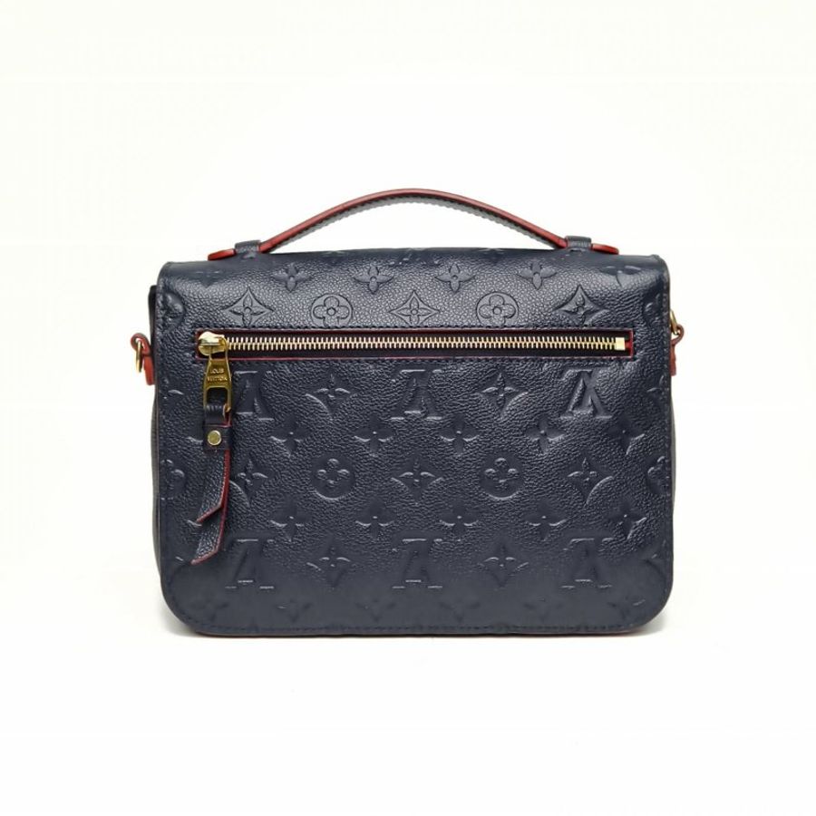 LOUIS VUITTON MetisPochette郵差包墨藍色牛皮金扣老花壓紋肩背包-2