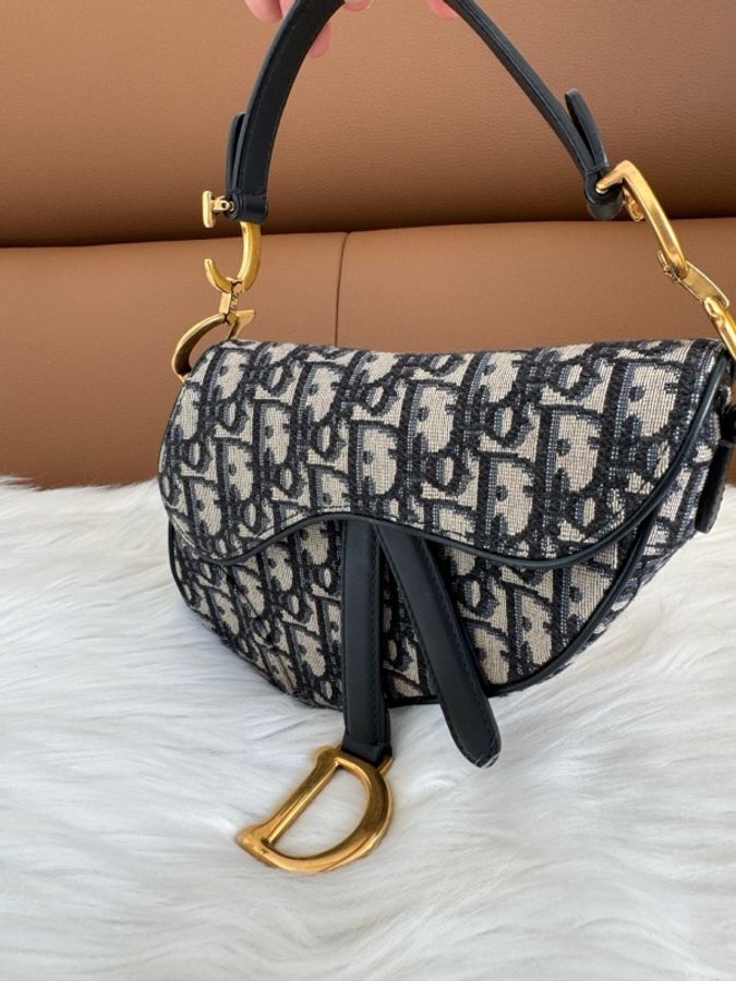 迪奧/Dior 馬鞍包小號 帆布肩帶 98新-7